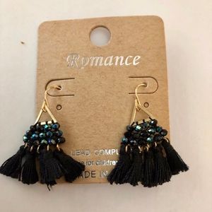 Dainty Black and navy fringe earring